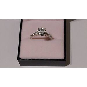CERTIFIED Genuine Diamond Moissanite Round Engagement Ring~925SS/Platinum Sz 8